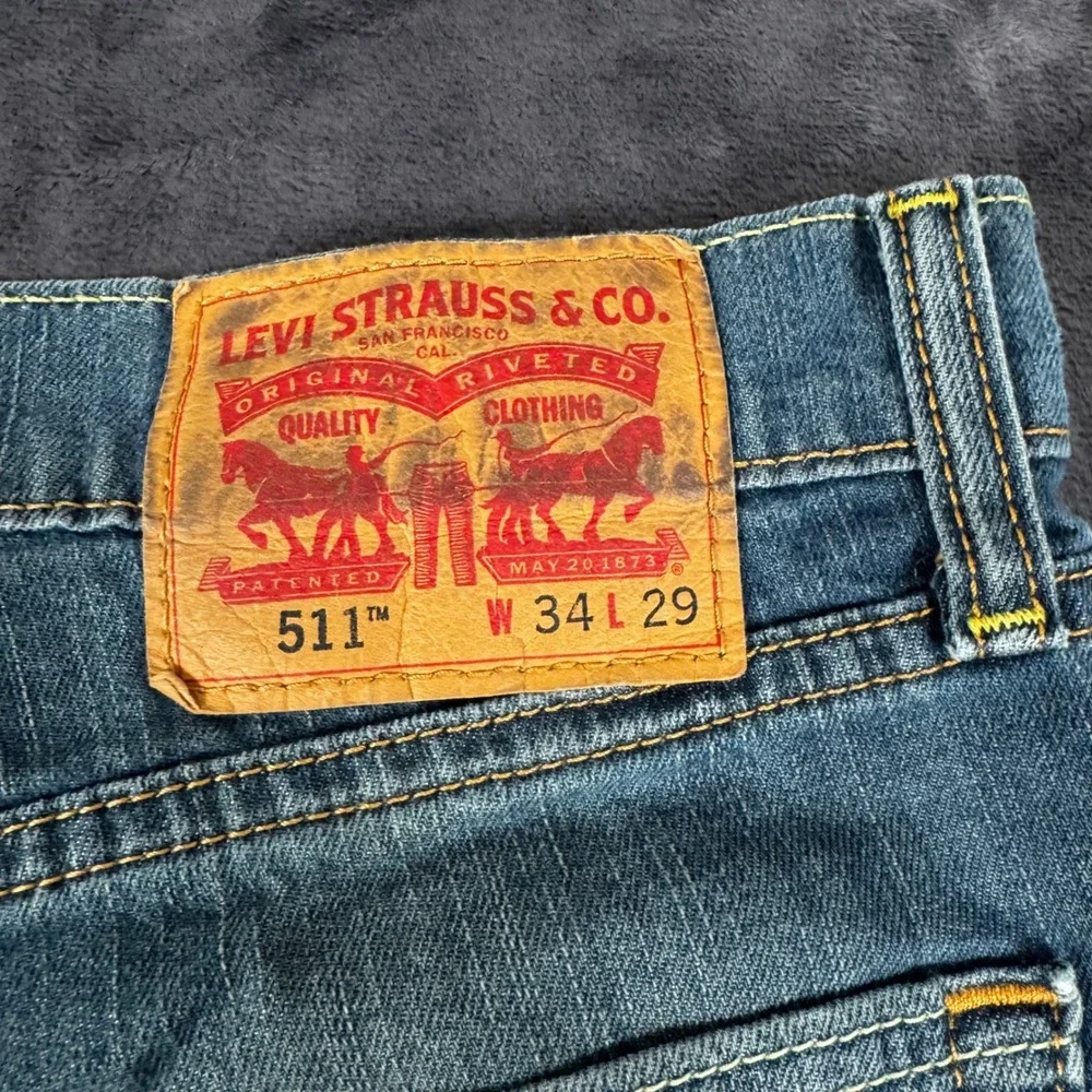 Levi's 511 Slim Fit Jeans Mens 34x29 Blue Denim Medium Wash 04511-0408